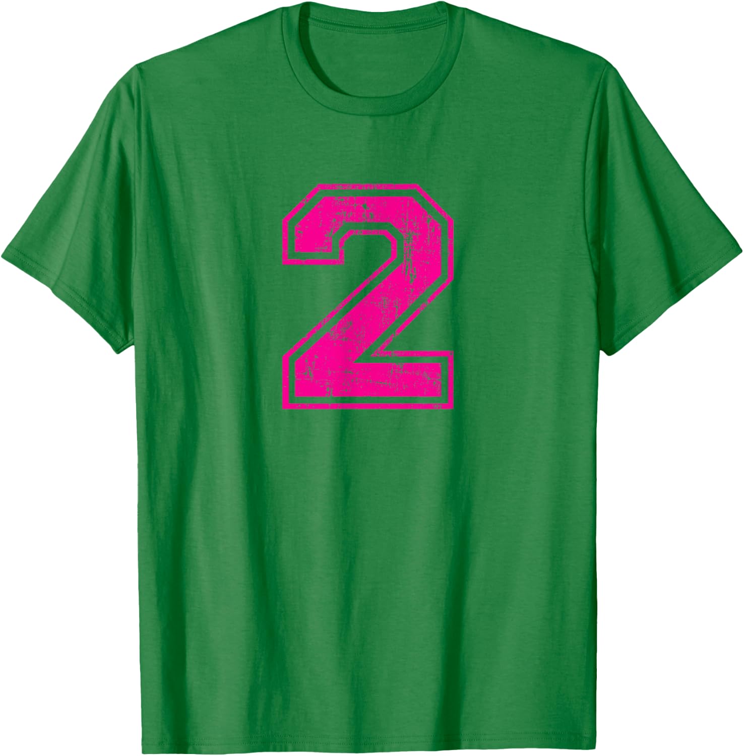 Number 2 Two Varsity Distressed Vintage Sport Team Player's T-Shirt - T-Shirt | Irish Green