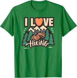 I Love Hiking, I Heart Hiking T-Shirt - T-Shirt | Irish Green