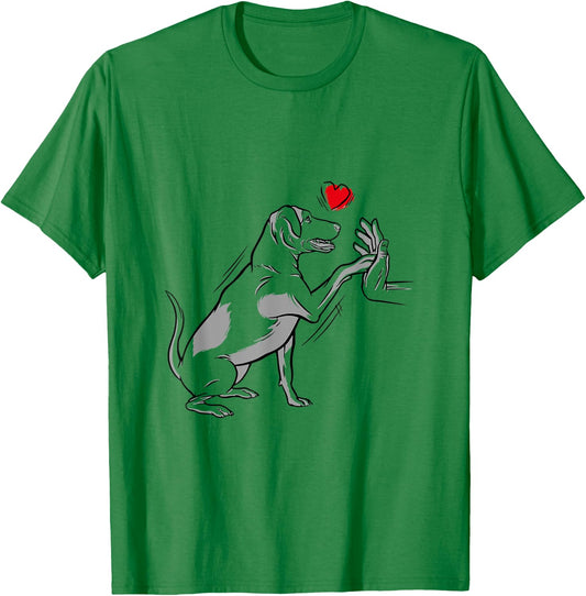 Dog Paw Hand Human Heart Love Labrador Retriever T-Shirt - T-Shirt | Irish Green