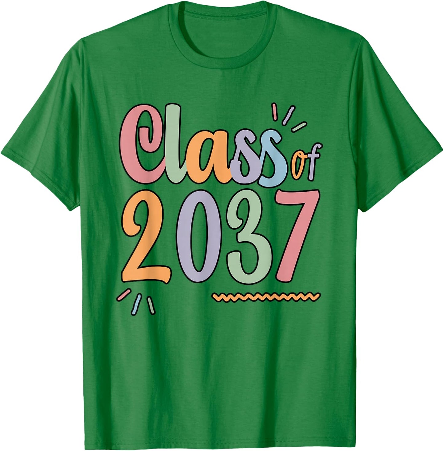 Class of 2037 Grow With Me Handprints On Back K to 12 T-Shirt - T-Shirt | Irish Green