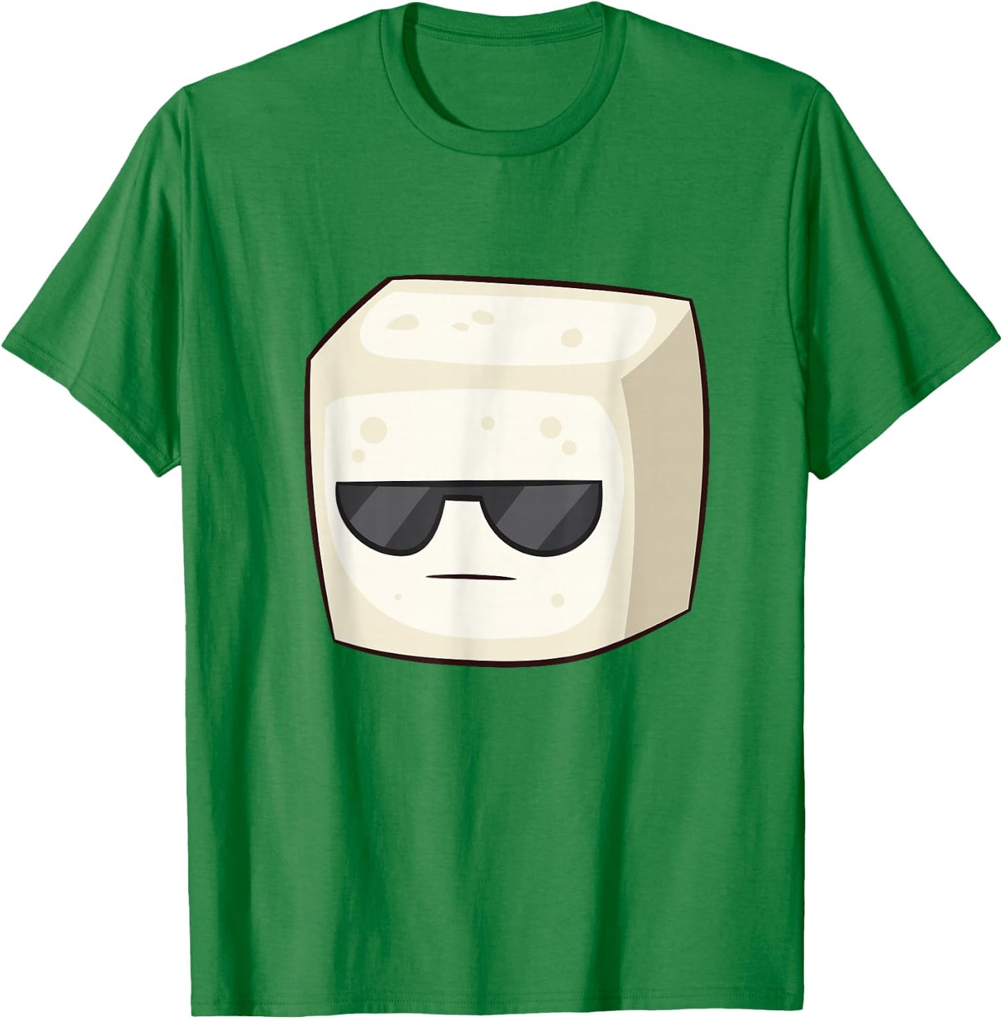 Tofu With Sunglasses Vegan Vegetarian Cute Cartoon Tofu T-Shirt - T-Shirt | Irish Green