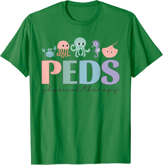 Women Pediatric Physical Therapy PEDS PT Ocean Sea Animal T-Shirt - T-Shirt | Irish Green