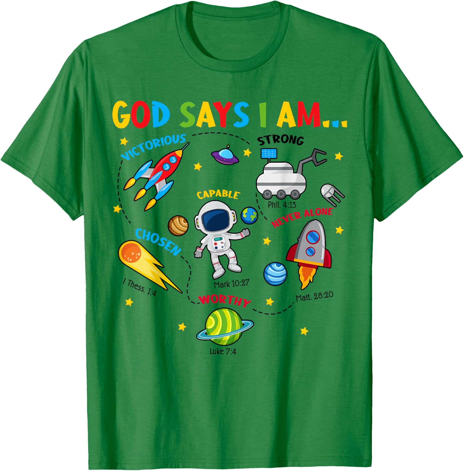 Cute God Says I Am Outer Space Christian Jesus Boy Toddler T-Shirt - T-Shirt | Irish Green