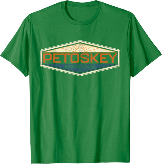 Petoskey Michigan Distressed Beach T-Shirt - T-Shirt | Irish Green