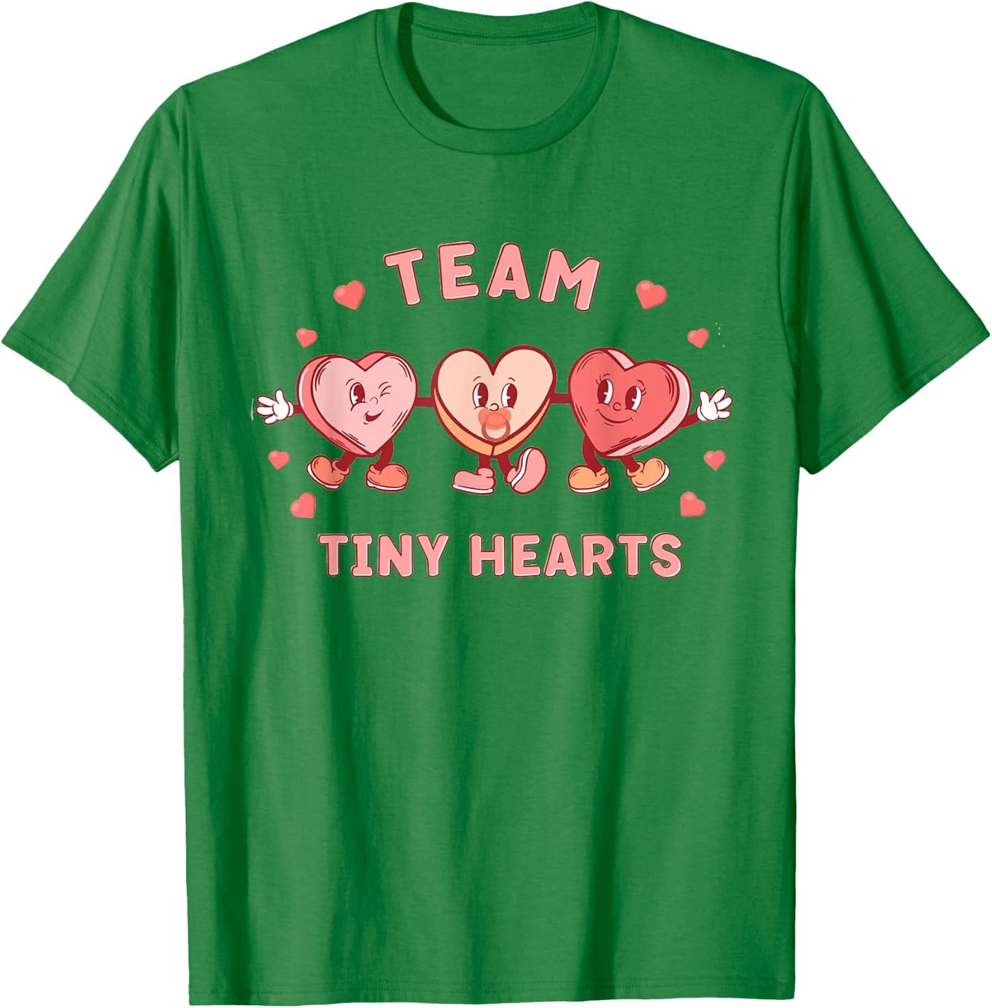 Retro Team Tiny Hearts Nurse Valentines Peds Cardiac Nurse T-Shirt - T-Shirt | Irish Green