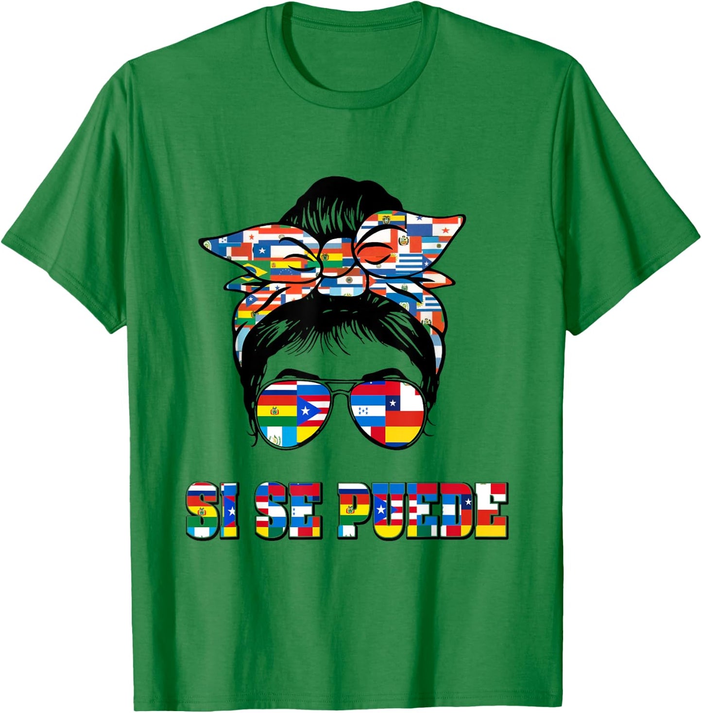 Hispanic Heritage Month Messy Bun Si Se Puede Women T-Shirt - T-Shirt | Irish Green