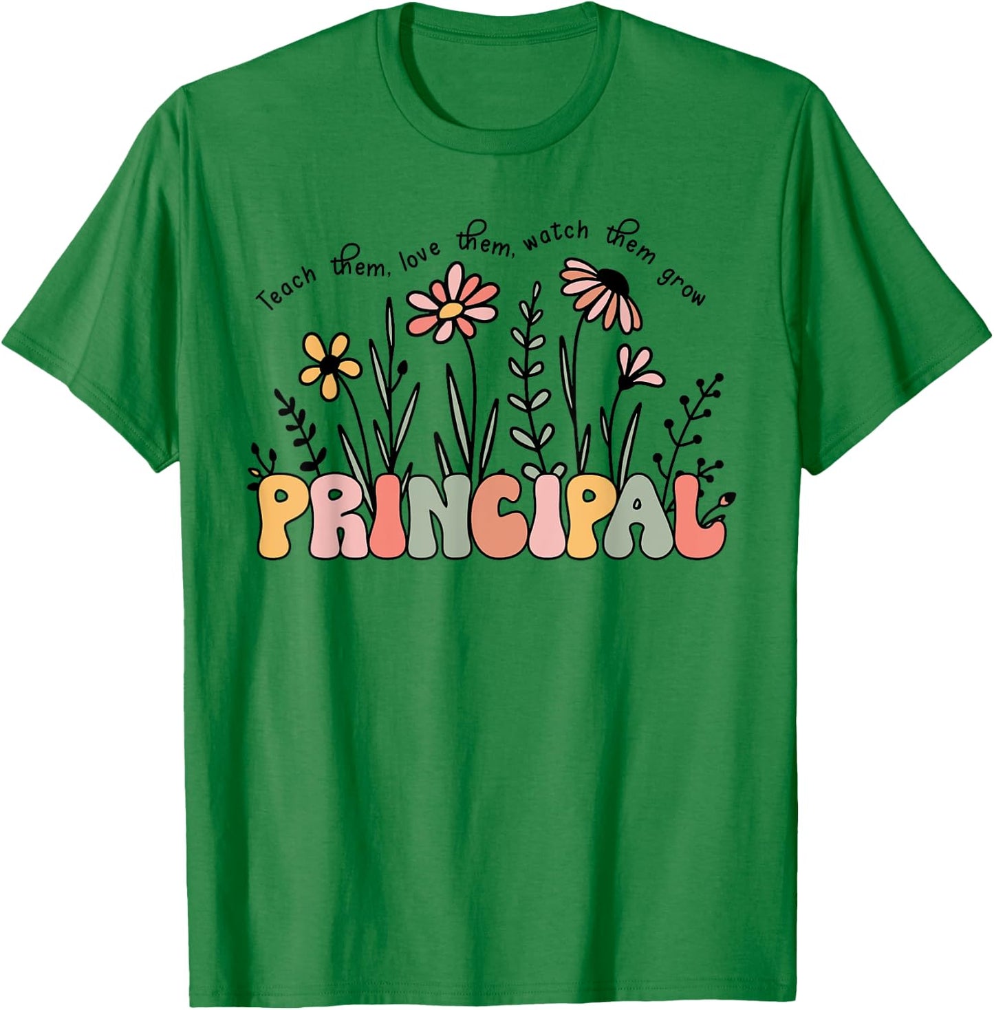 Retro Vintage Floral Principal Shirt Teachers Day T-Shirt - T-Shirt | Irish Green