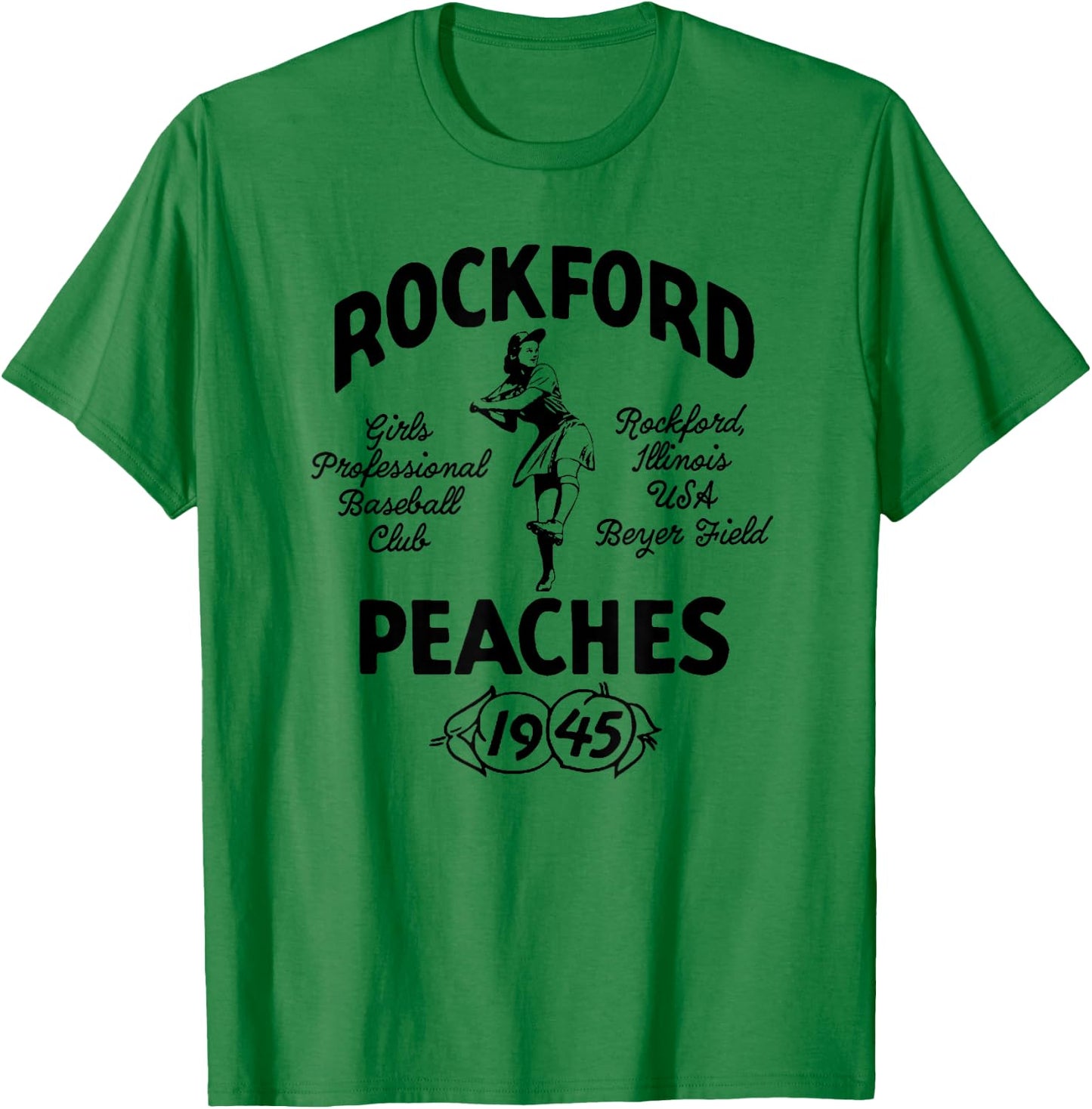 Vintage Rockford Illinois Peaches Defunct Women's Baseball T-Shirt - T-Shirt | Irish Green