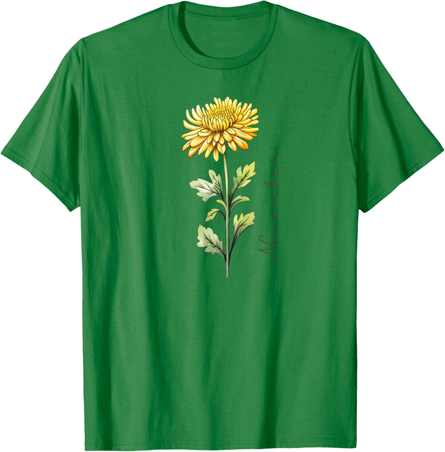November Birthday Chrysanthemum Birth Flower T-Shirt - T-Shirt | Irish Green