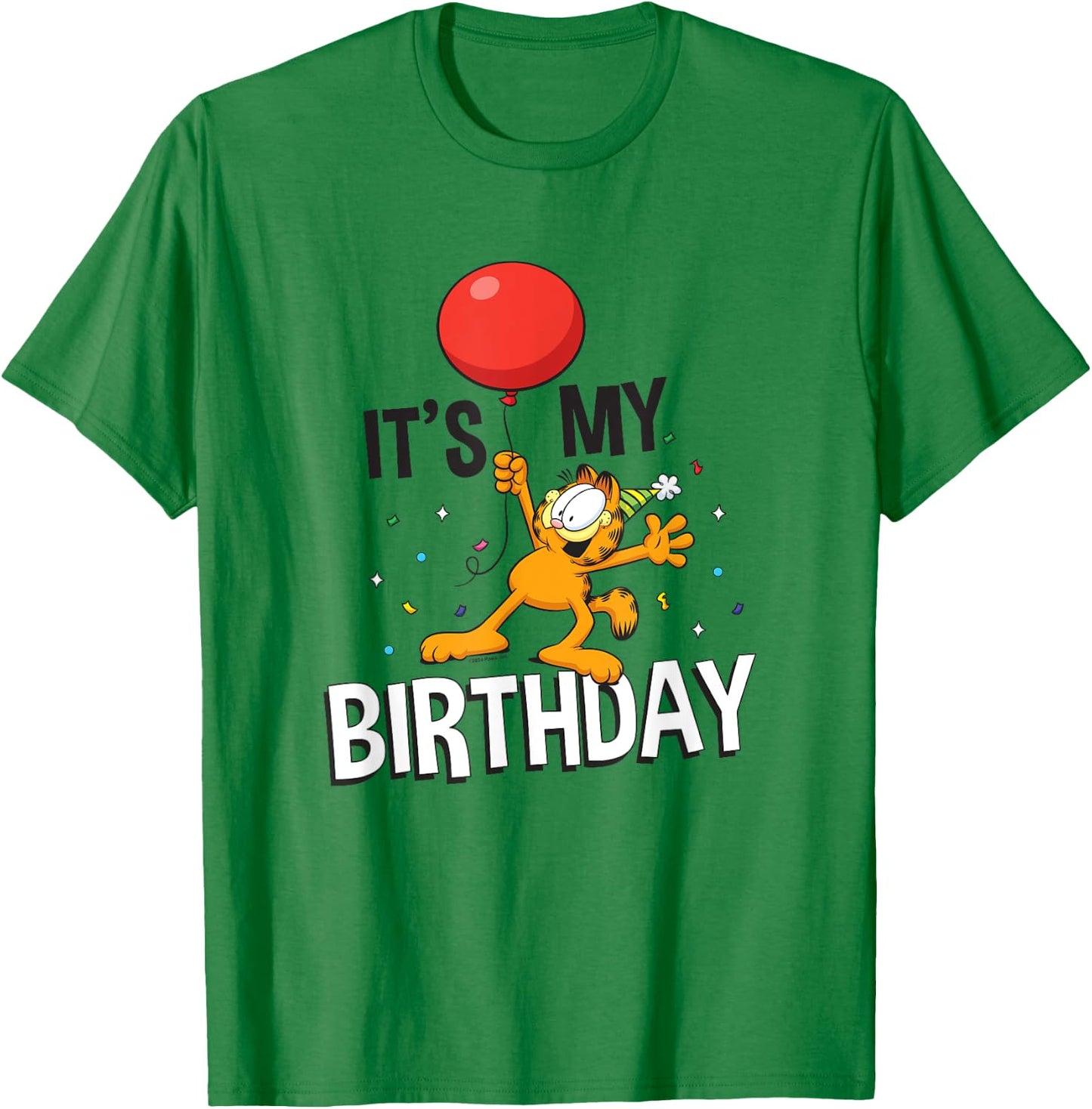 Garfield It's My Birthday Confetti Celebration Logo T-Shirt - T-Shirt | Irish Green