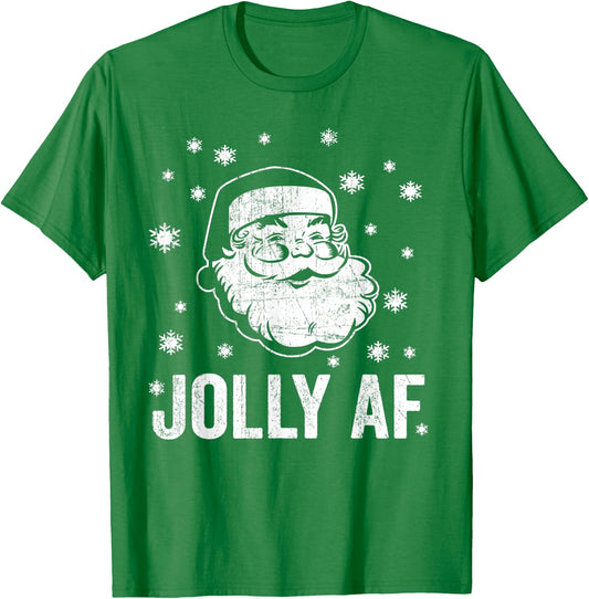Classic Santa Jolly AF T-Shirt - T-Shirt | Irish Green