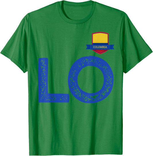Colombia Human-Flag Letter L and O Colombian T-Shirt - T-Shirt | Irish Green
