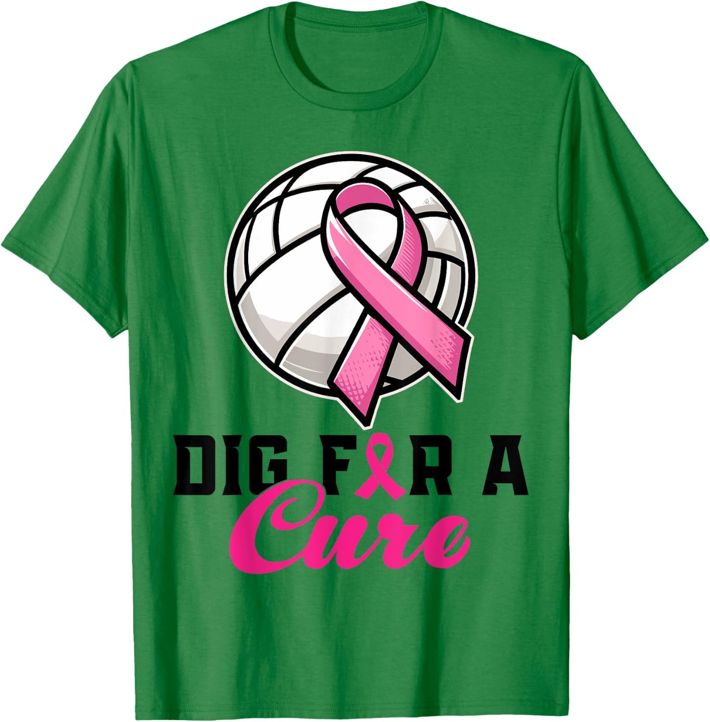 Dig For A Cure Breast Cancer Awareness Volleyball Pink T-Shirt - T-Shirt | Irish Green