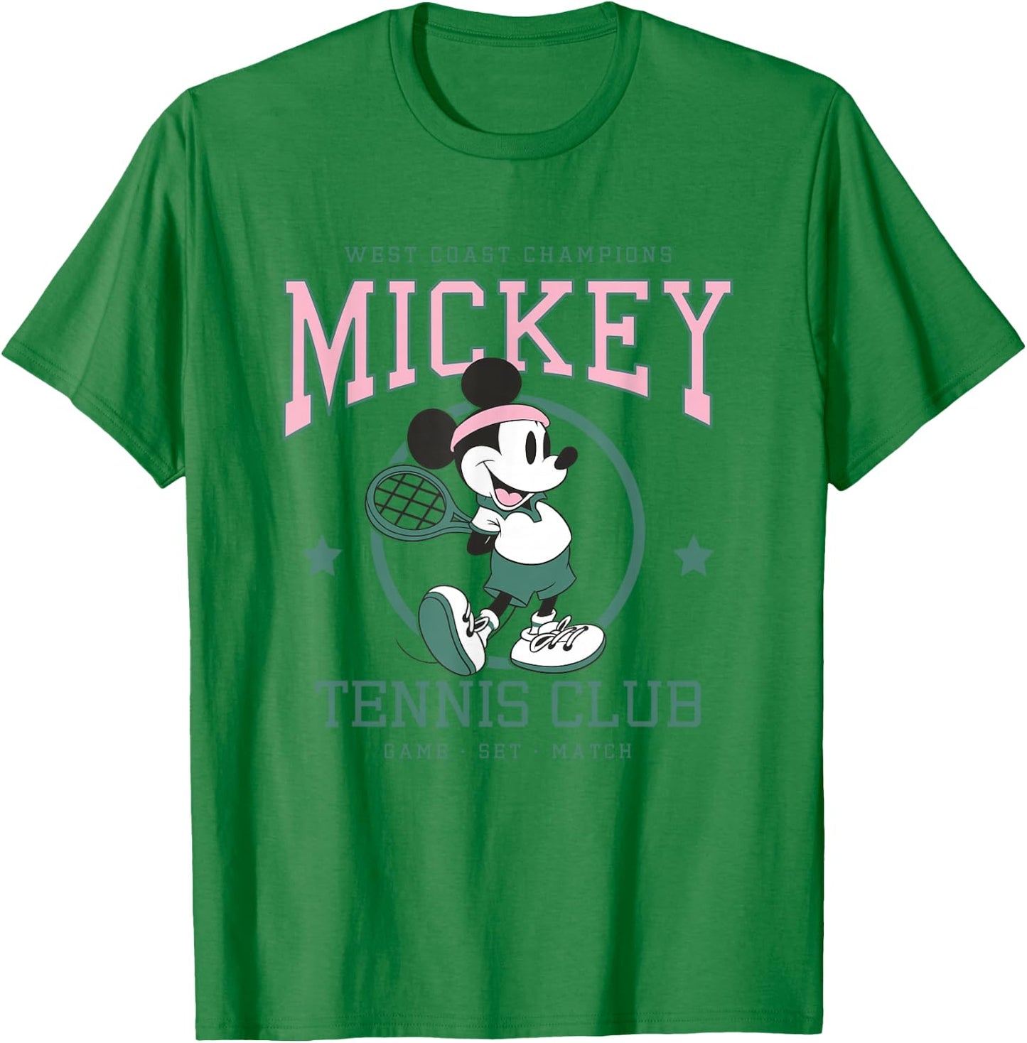 Disney Mickey and Friends Retro Tennis Club Game Set Match T-Shirt - T-Shirt | Irish Green