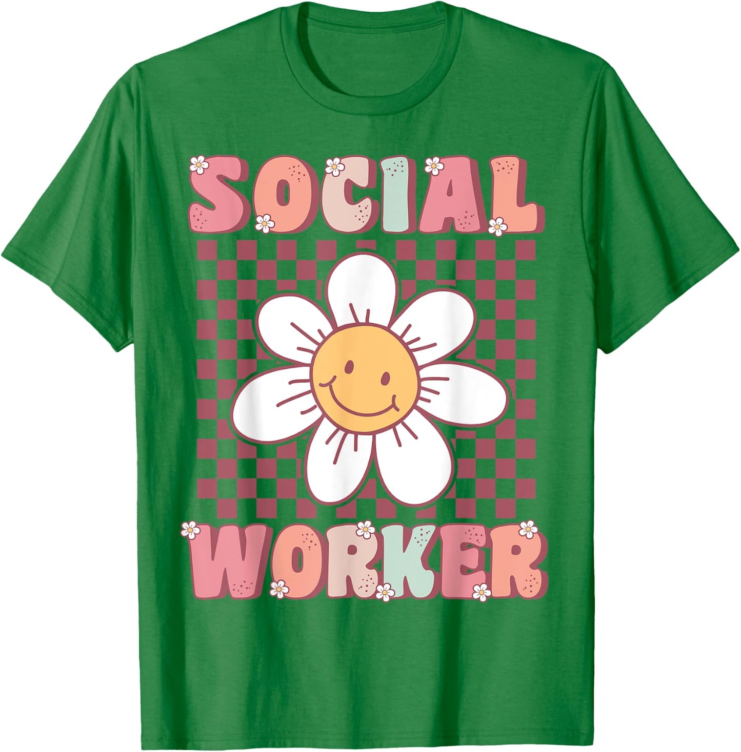 Groovy Social Worker Cute Daisy Flower Retro Social Worker T-Shirt - T-Shirt | Irish Green