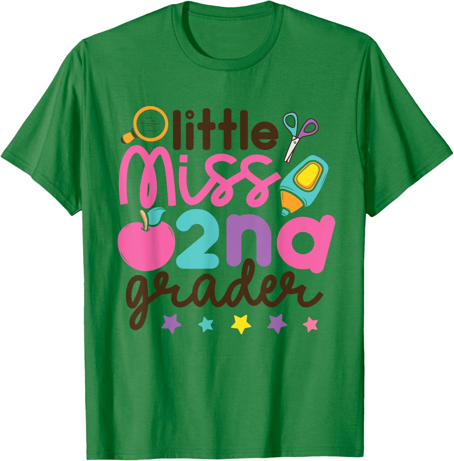 Little Miss 2nd Grade First Day of Second Grade Cute Girls T-Shirt - T-Shirt | Irish Green