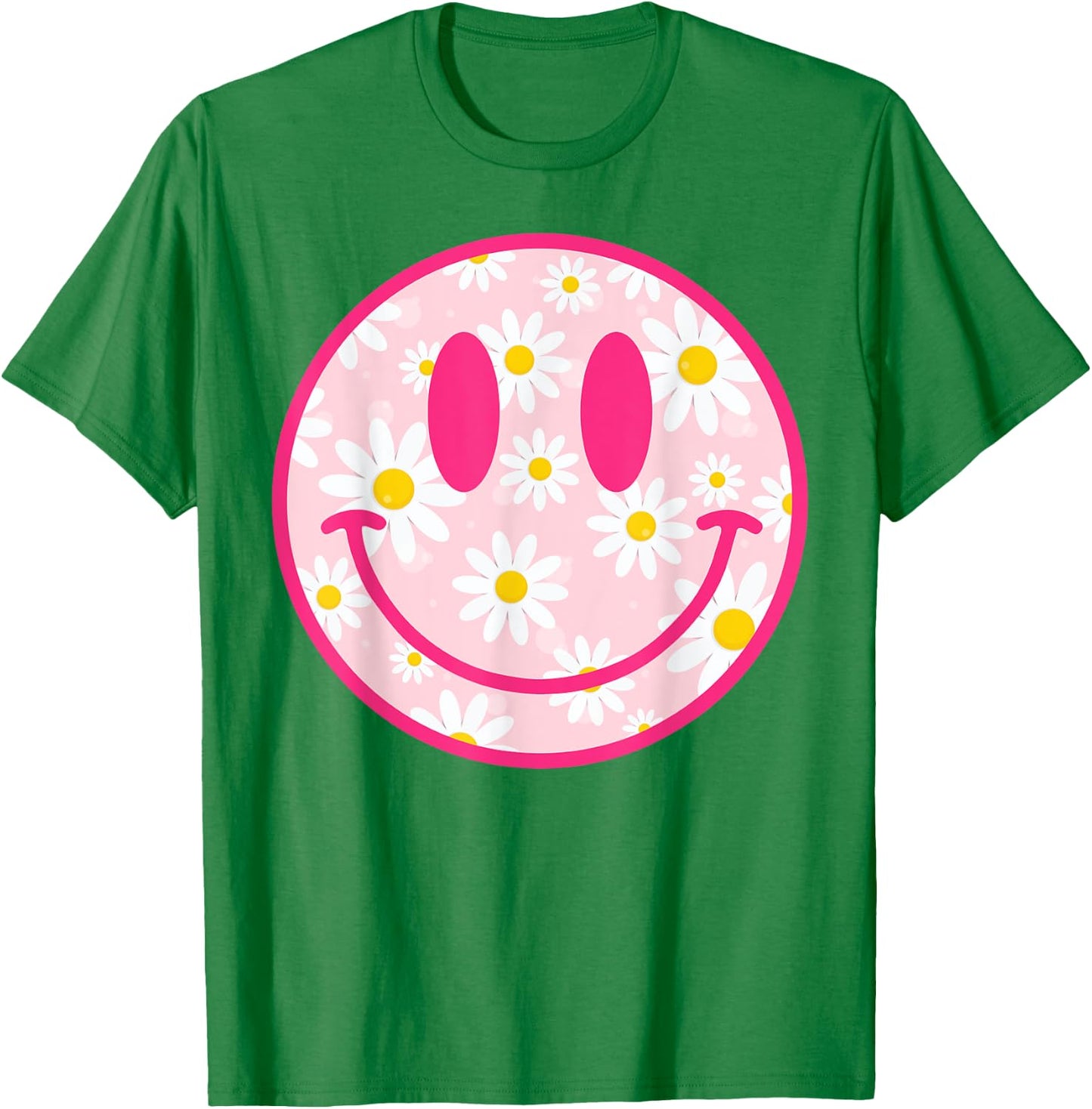 Happy Face Daisy Flower Shirt Preppy Aesthetic Smile Face T-Shirt - T-Shirt | Irish Green