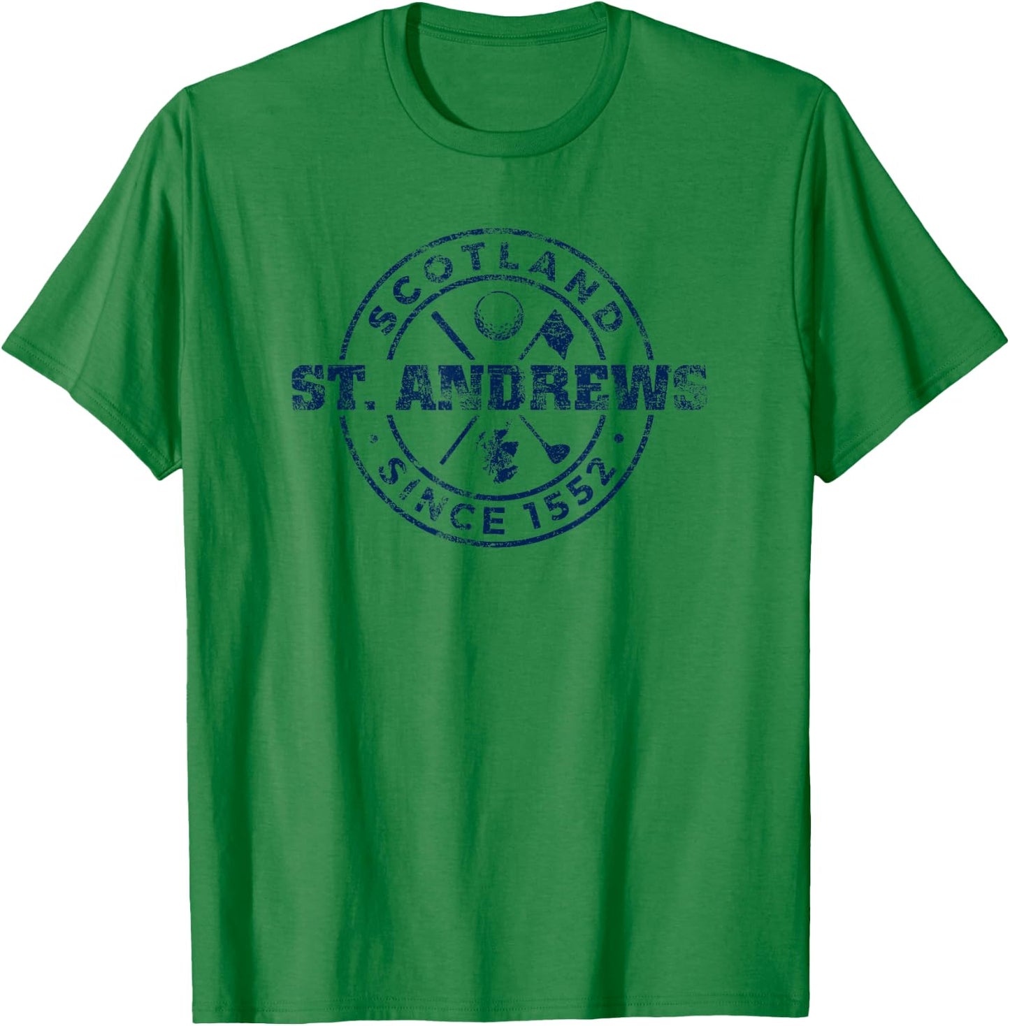 St. Andrews Scotland Golf 1552 Navy Imprint Distressed T-Shirt - T-Shirt | Irish Green