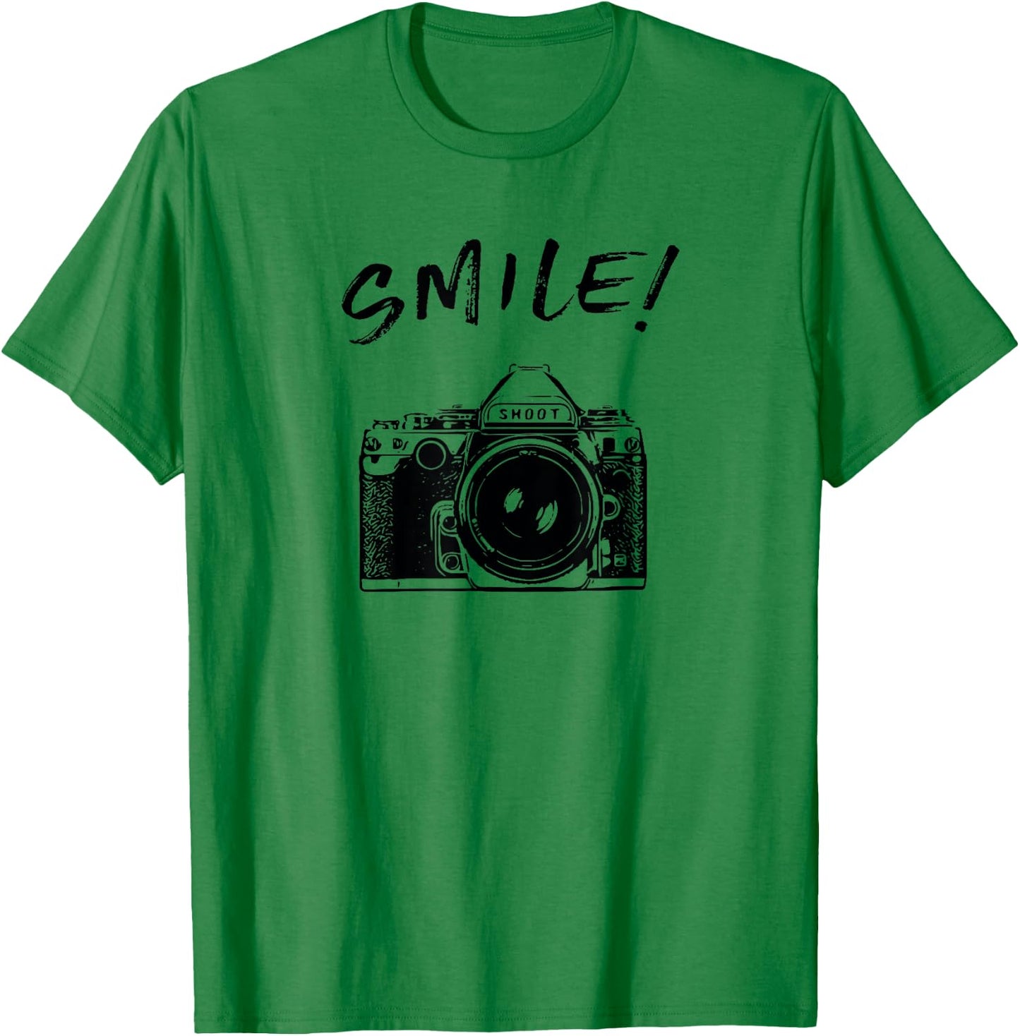 Cool SMILE Camera t shirt women kid photographers T-Shirt - T-Shirt | Irish Green