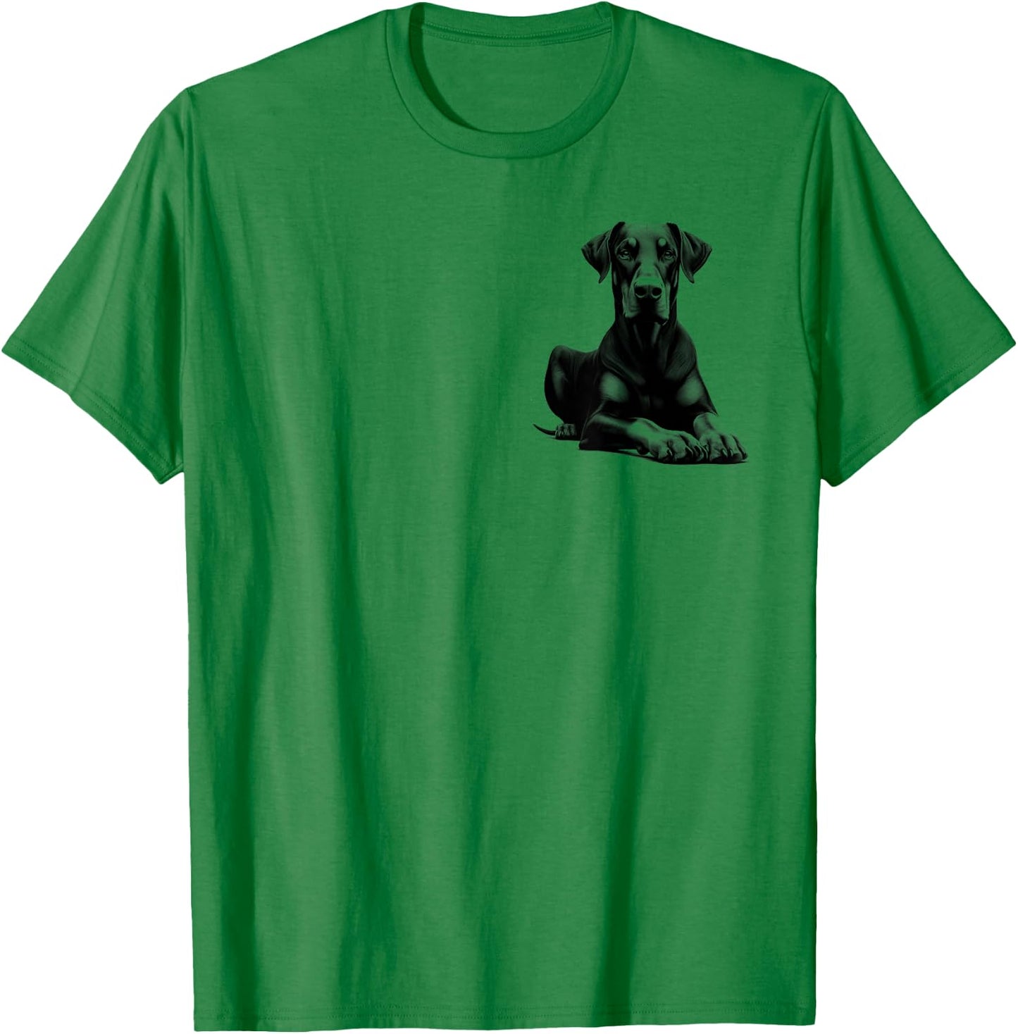 Cool Doberman with Floppy Ears - Lying Pose on Chest T-Shirt - T-Shirt | Irish Green