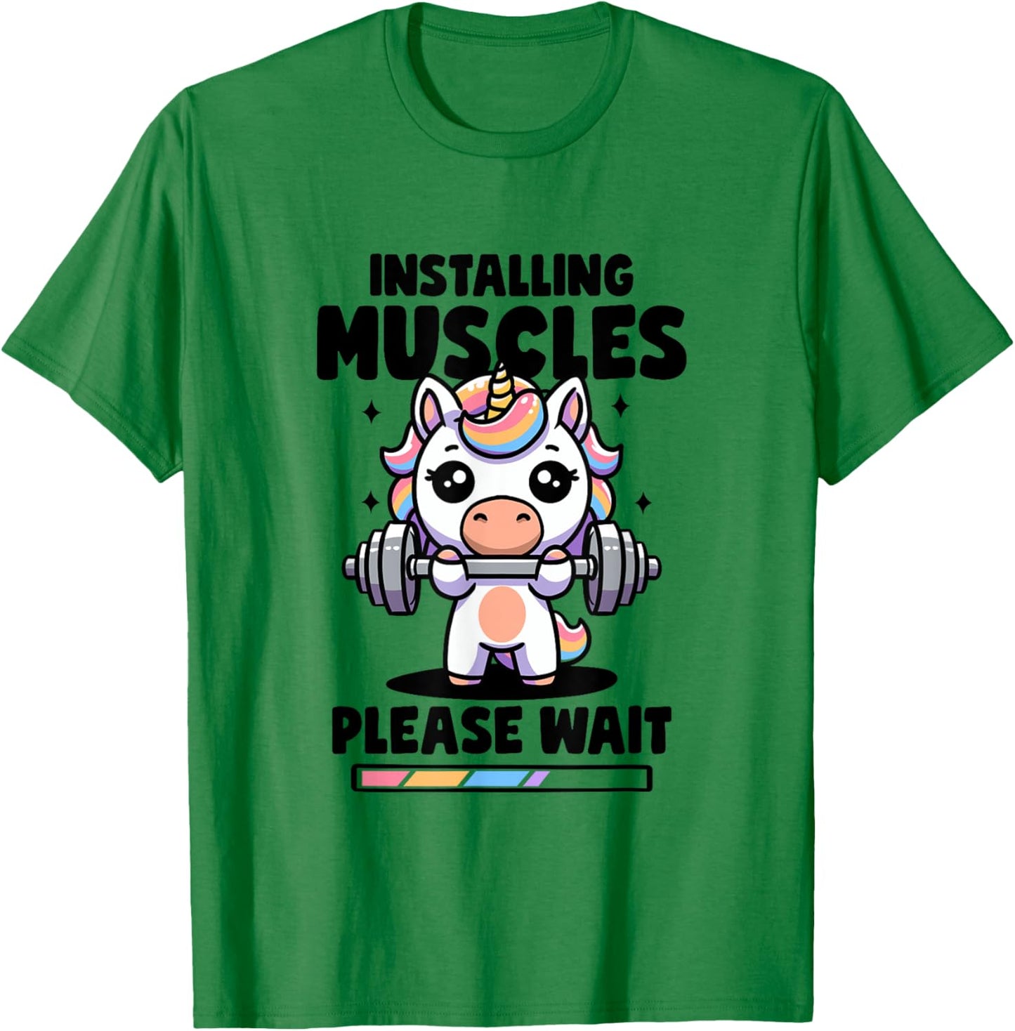 Installing Muscles Please Wait Unicorn Gym Quote Unicorn T-Shirt - T-Shirt | Irish Green