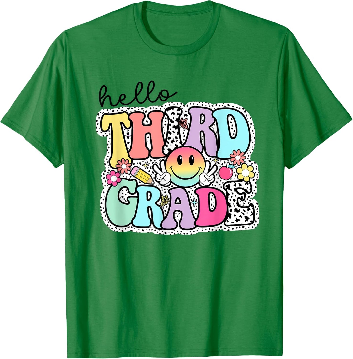 Hello Third Grade Team 3rd Grade Girl Teacher Back To School T-Shirt - T-Shirt | Irish Green