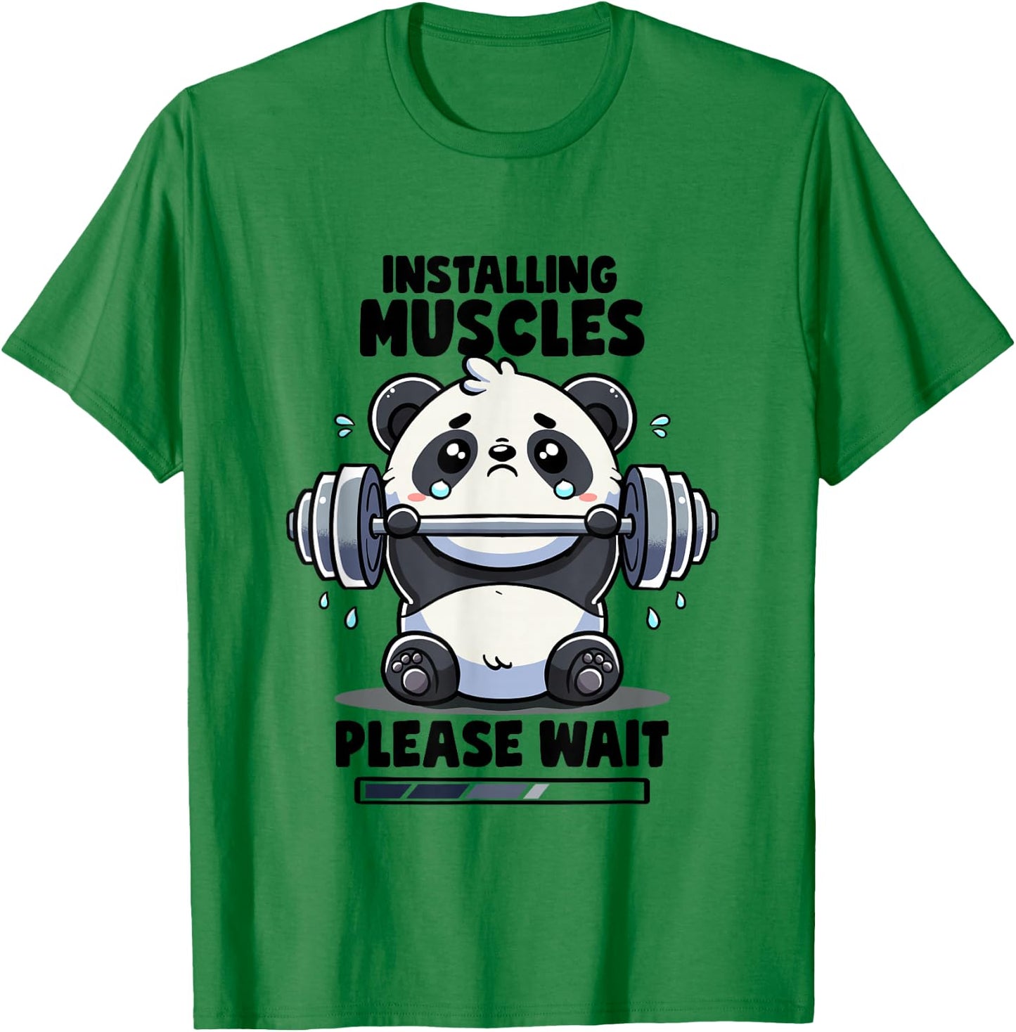 Installing Muscles Please Wait Panda Lifting Gym Quote Panda T-Shirt - T-Shirt | Irish Green