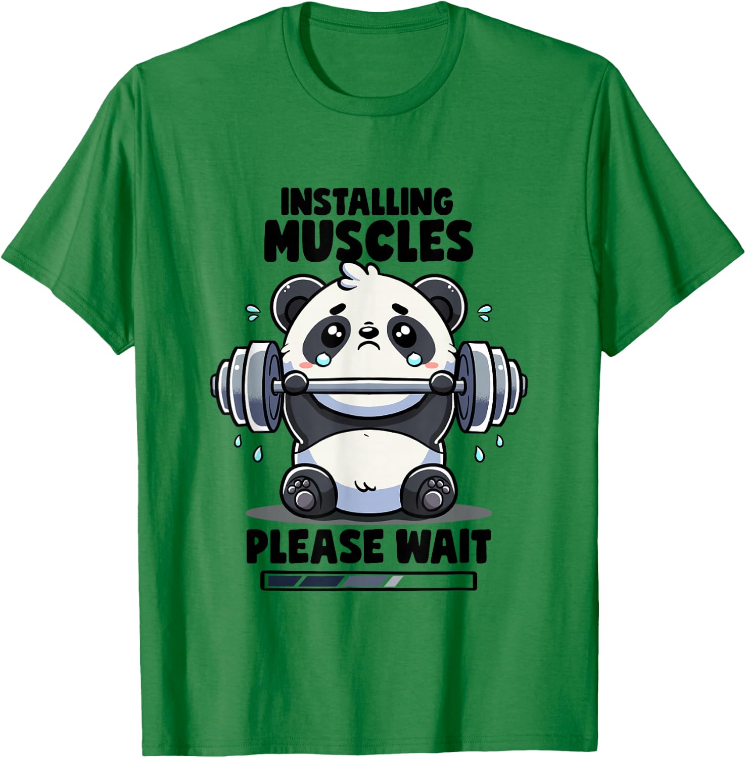 Installing Muscles Please Wait Panda Lifting Gym Quote Panda T-Shirt - T-Shirt | Irish Green