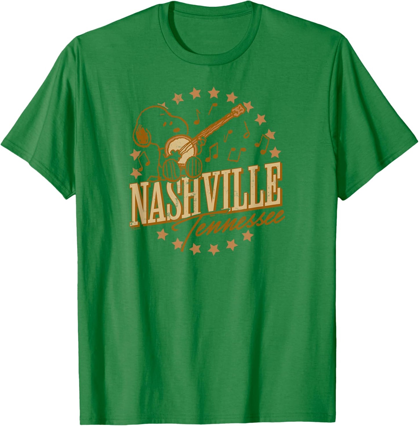 Peanuts - Snoopy Nashville Tennessee Music Stars White T-Shirt - T-Shirt | Irish Green