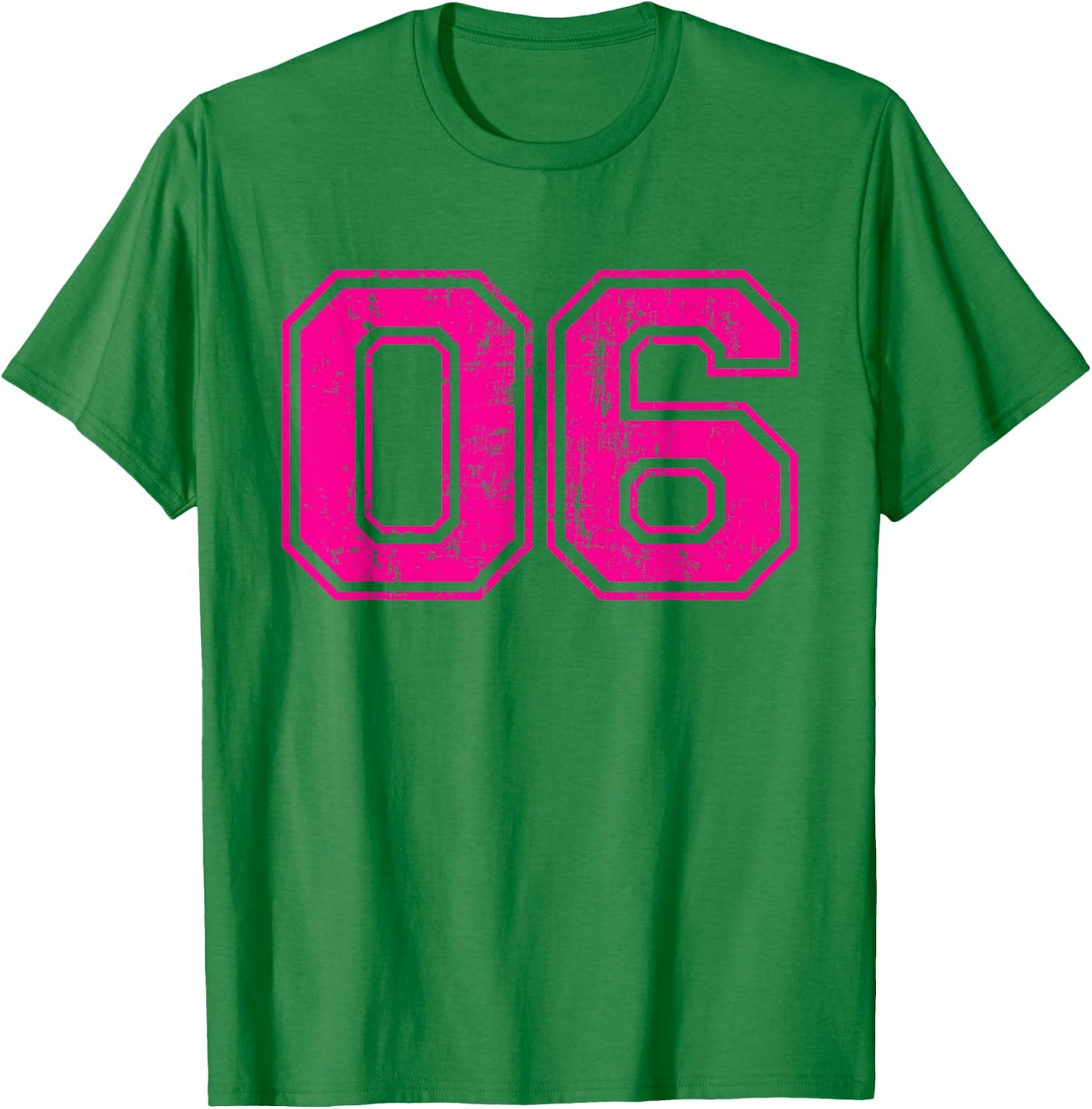 Number 06 Varsity Distressed Vintage Sport Team Player's T-Shirt - T-Shirt | Irish Green