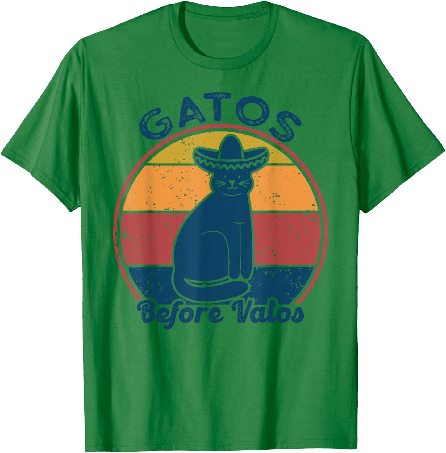 Gatos before Vatos Retro Vintage Funny saying cats Spanish T-Shirt - T-Shirt | Irish Green