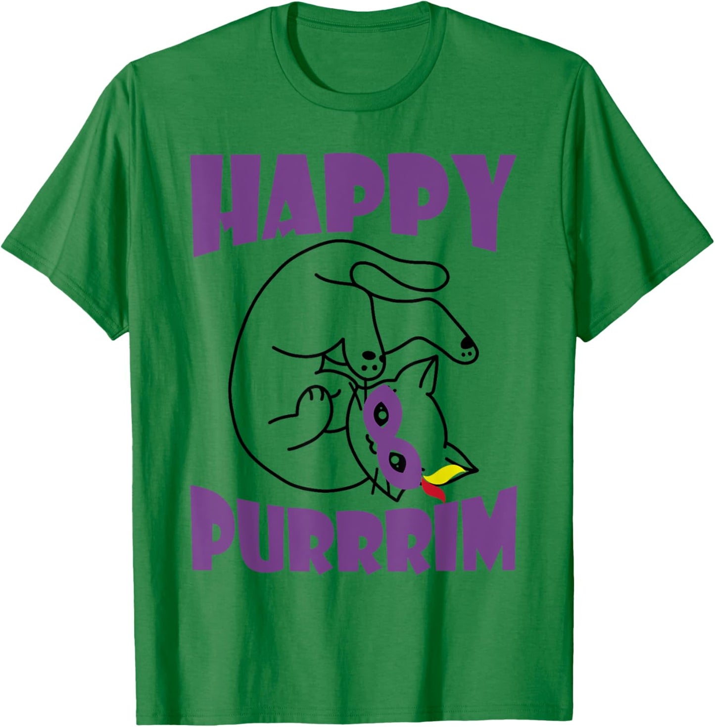 Happy Purrrim Shirt Cat In Costume Purim Shirt Cat Lover T-Shirt - T-Shirt | Irish Green