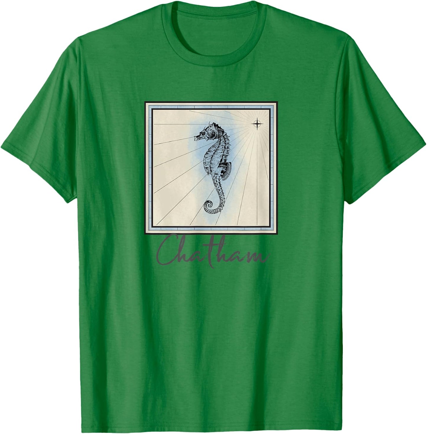 Chatham Massachusetts Seahorse Marine Life Coastal T-Shirt - T-Shirt | Irish Green