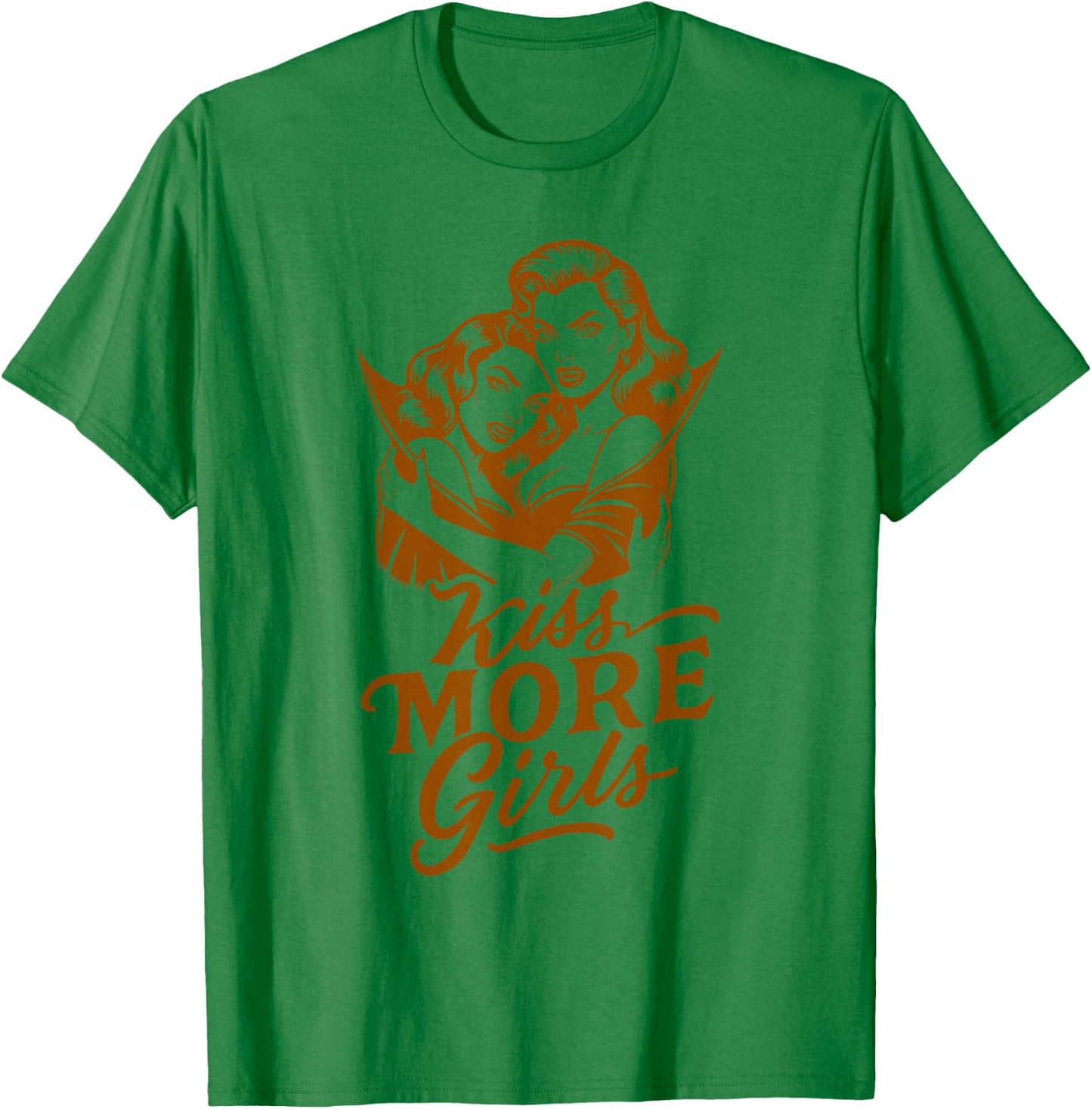 Halloween Vibes Lesbian LGBT Pride Vampire Kiss More Girls T-Shirt - T-Shirt | Irish Green