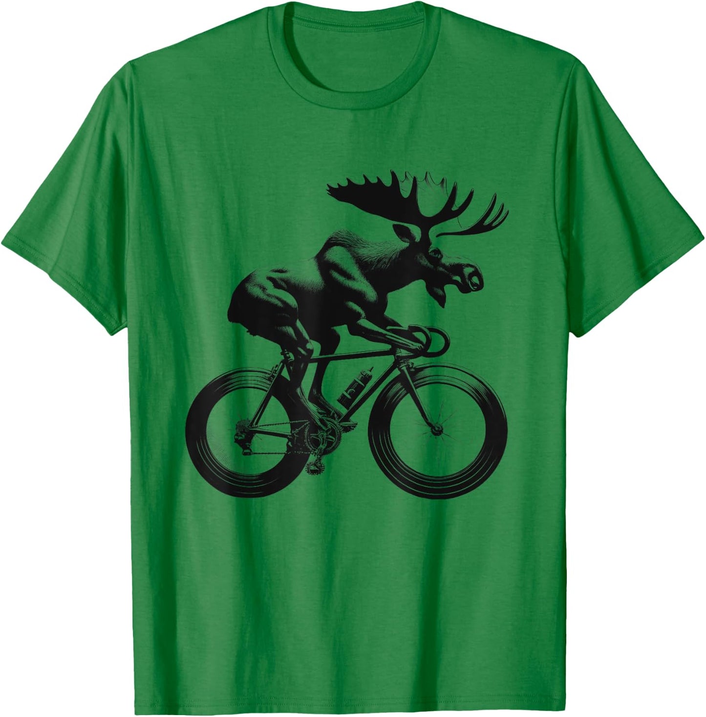 Moose Riding Bike Biker Bicycle Lover Biking T-Shirt - T-Shirt | Irish Green