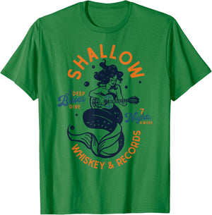 Vintage Music Venue Shirt: Whiskey Dive Bar Mermaid Guitar T-Shirt - T-Shirt | Irish Green