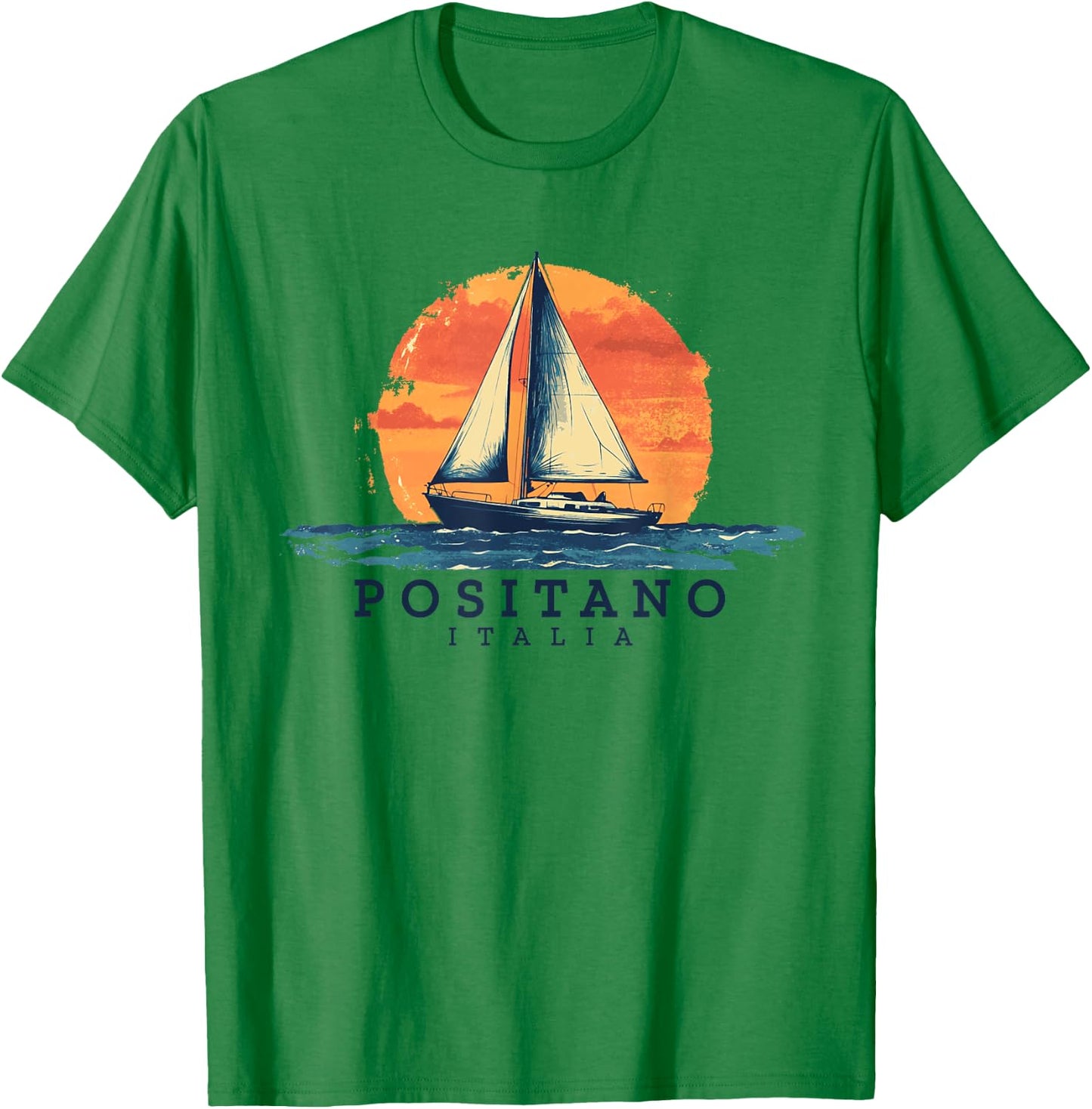 Positano Italy Sailing Souvenir Sailboat Sailor T-Shirt - T-Shirt | Irish Green