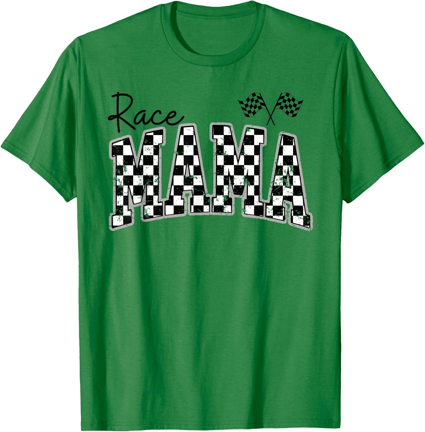 Race Mama Checkered Flag Racing Mom T-Shirt - T-Shirt | Irish Green