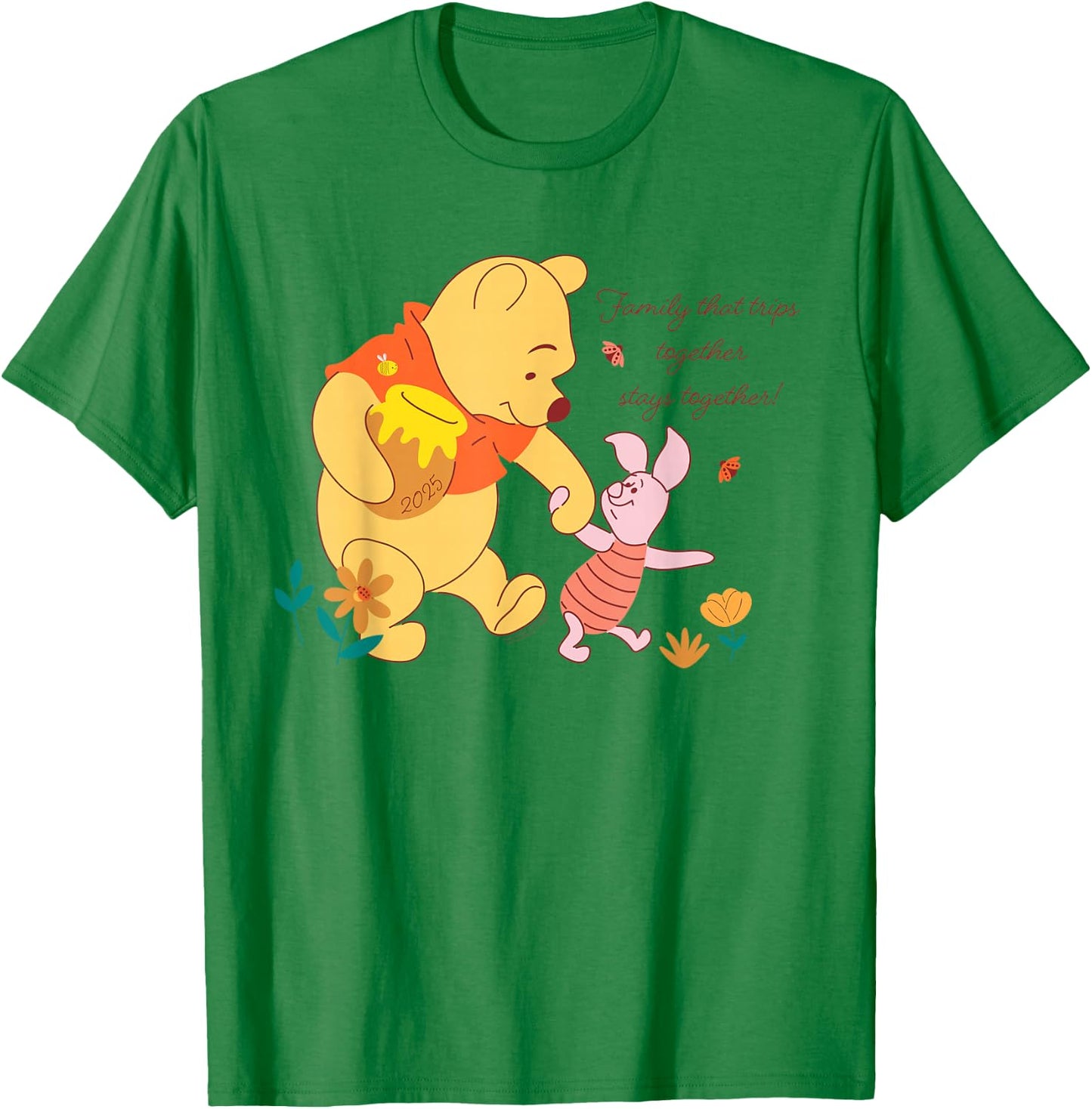 Disney Winnie The Pooh & Piglet Family Trip Vacation 2025 T-Shirt - T-Shirt | Irish Green