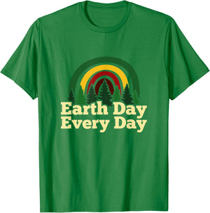 Earth Day Every Day Rainbow Pine Tree Environmental Science T-Shirt - T-Shirt | Irish Green