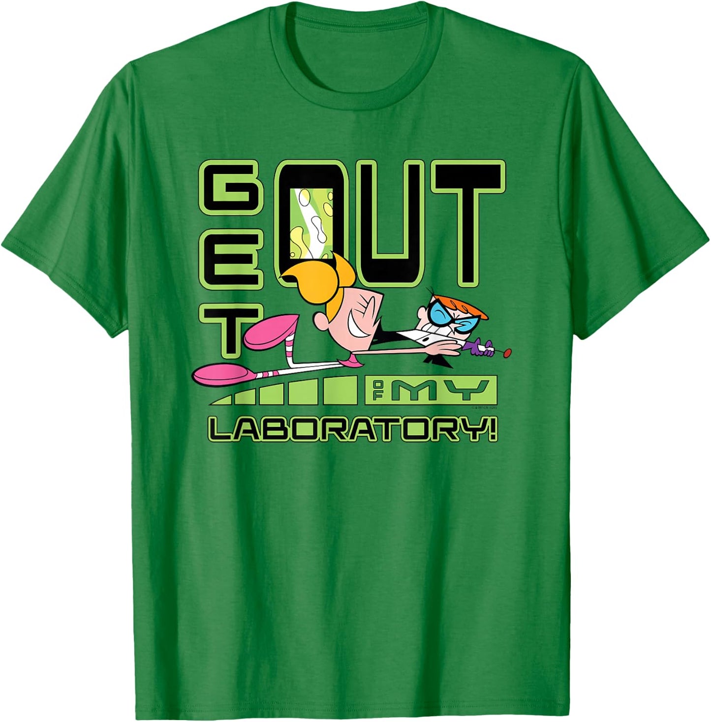 Dexter's Laboratory DeeDee Get Out of My Laboratory Cartoon T-Shirt - T-Shirt | Irish Green