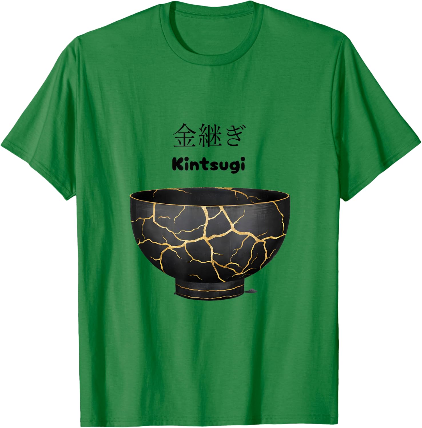 Japanese Kintsugi Bowl - Handcrafted Ceramic Art T-Shirt - T-Shirt | Irish Green
