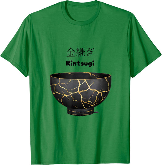 Japanese Kintsugi Bowl - Handcrafted Ceramic Art T-Shirt - T-Shirt | Irish Green