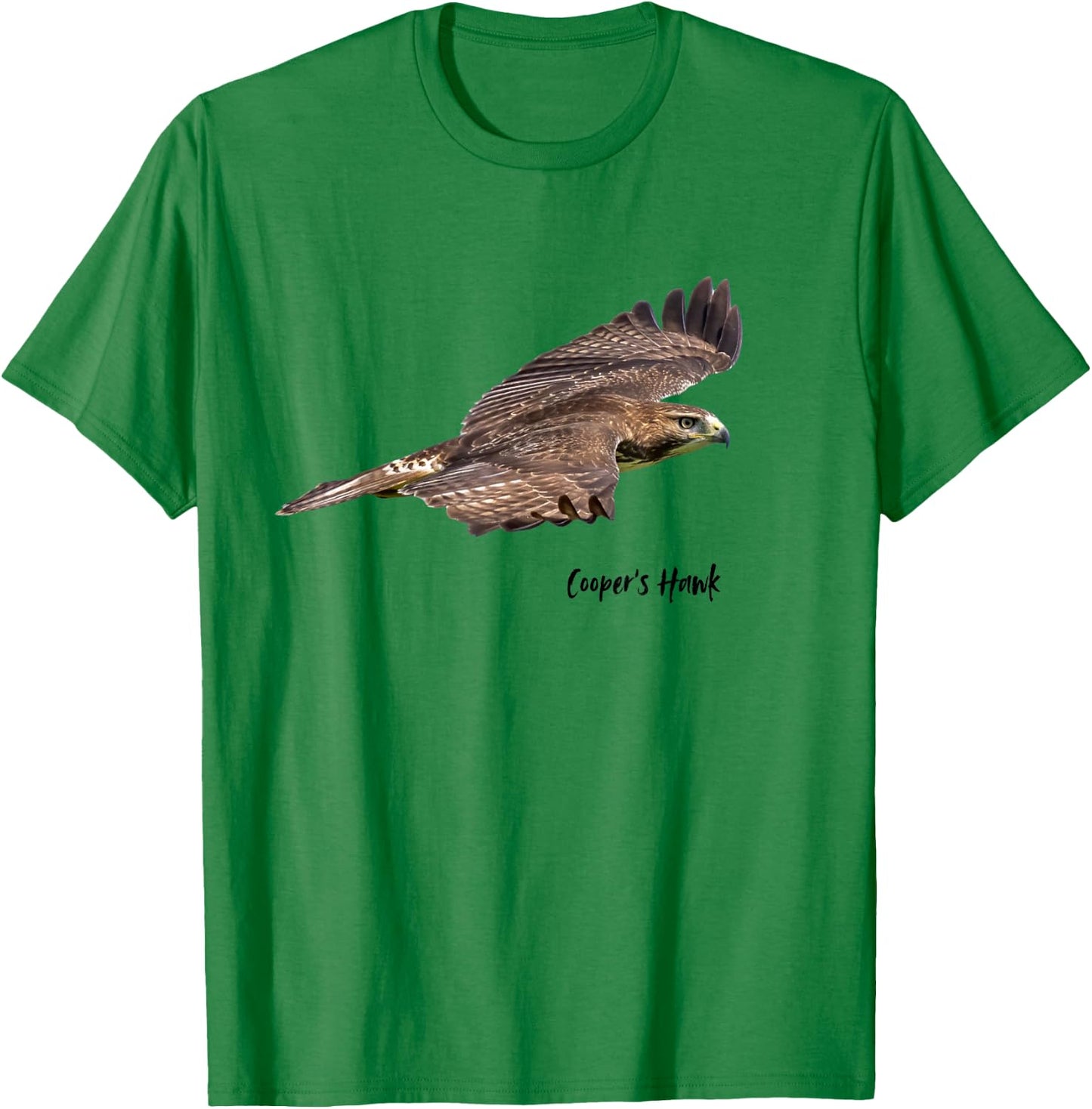 Cooper's Hawk In Flight Graphic Wildlife Birder T-Shirt - T-Shirt | Irish Green