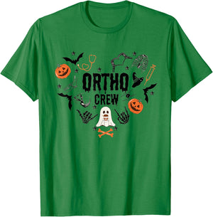 Ortho Crew Halloween Pumpkin Orthopedic Nurse Skeleton Hand T-Shirt - T-Shirt | Irish Green