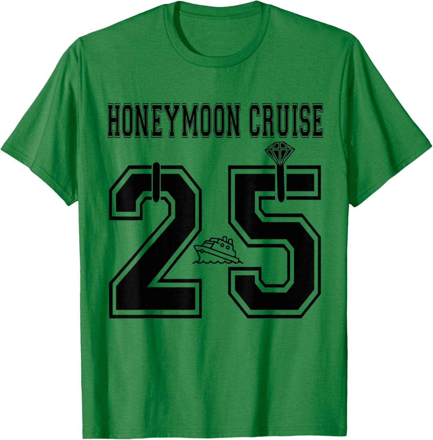 2025 Just Married Honeymoon Cruise Newlyweds Wife Husband T-Shirt - T-Shirt | Irish Green