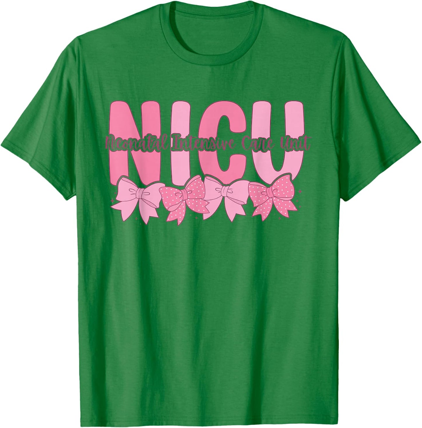 Coquette NICU Nurse Pink Bow Neonatal Intensive Care Unit T-Shirt - T-Shirt | Irish Green
