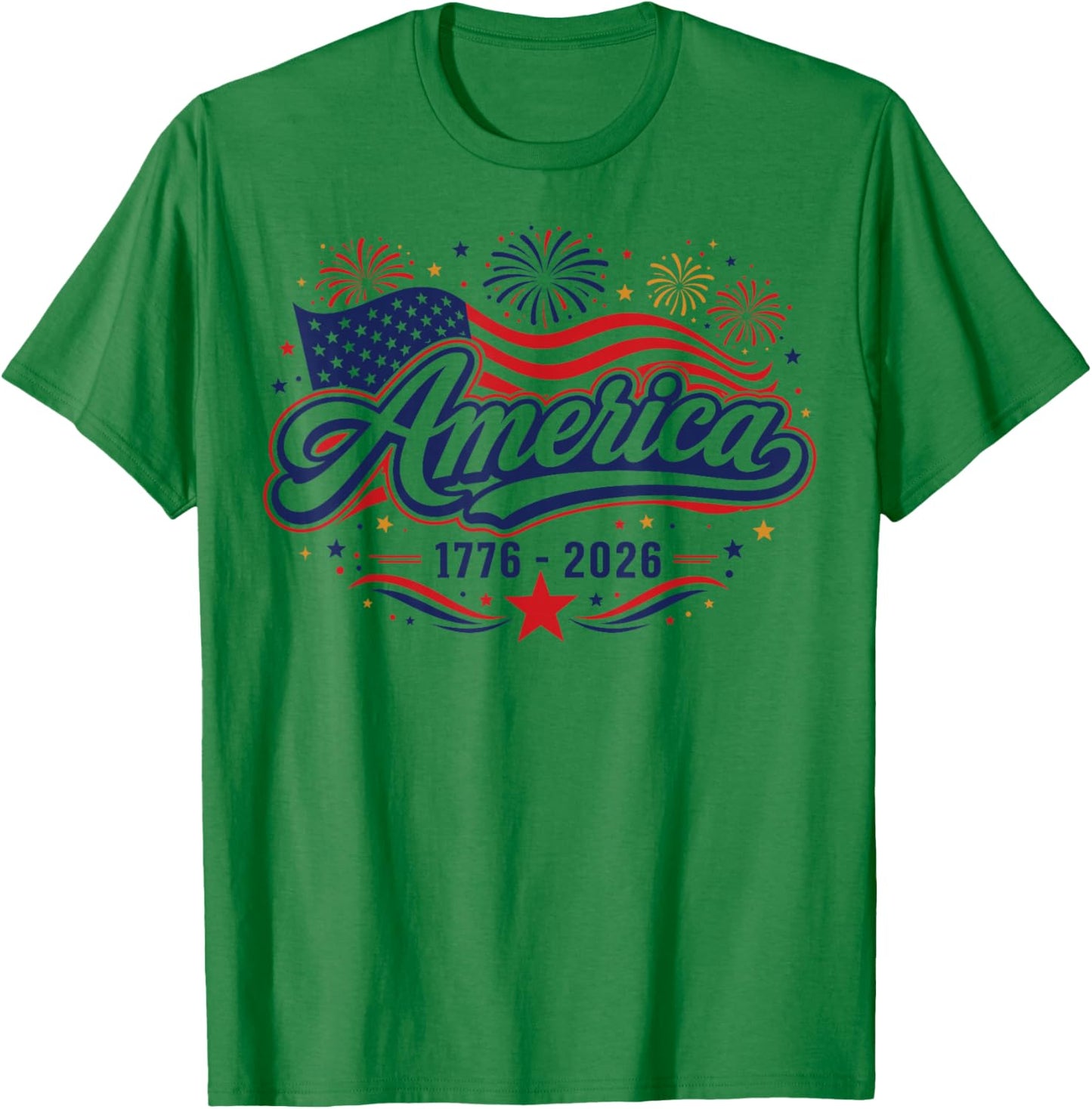 Patriotic USA Flag 1776 2026 America Anniversary 4th July T-Shirt - T-Shirt | Irish Green