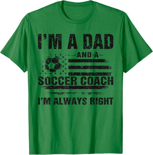 Dad Soccer Coach Funny Fathers Day Christmas Soccer Lover Da T-Shirt - T-Shirt | Irish Green