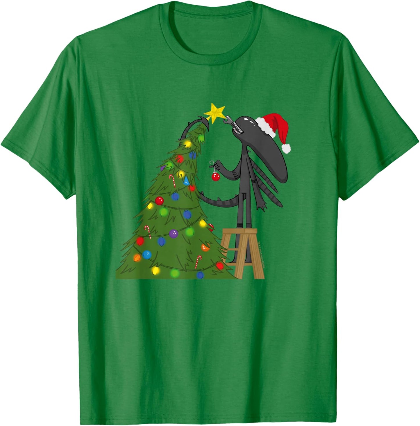 Aliens Cute Animated Xen Ready For Christmas Big Chest Logo T-Shirt - T-Shirt | Irish Green